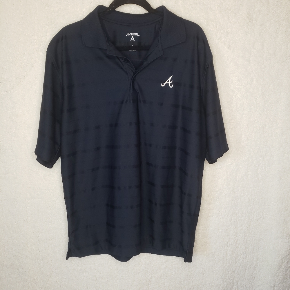 Antigua | Navy Stripe Polo sz large